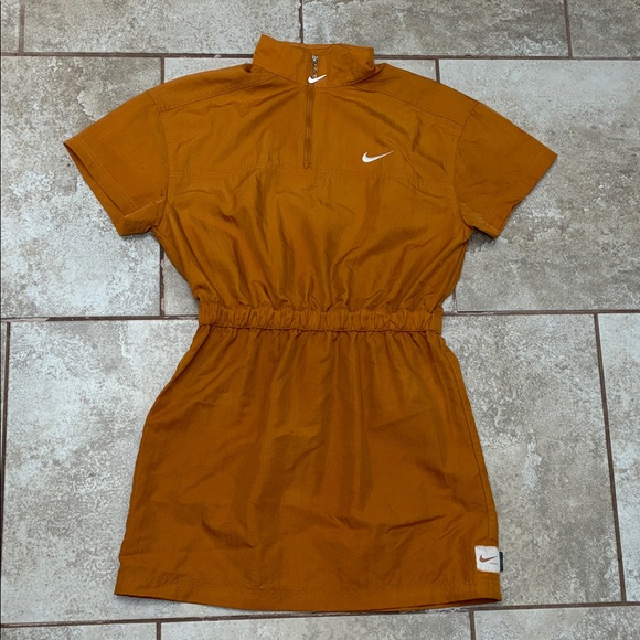 Nike Dresses & Skirts - Nike Rust Orange Half-Zip Elastic Waist Mini Dress